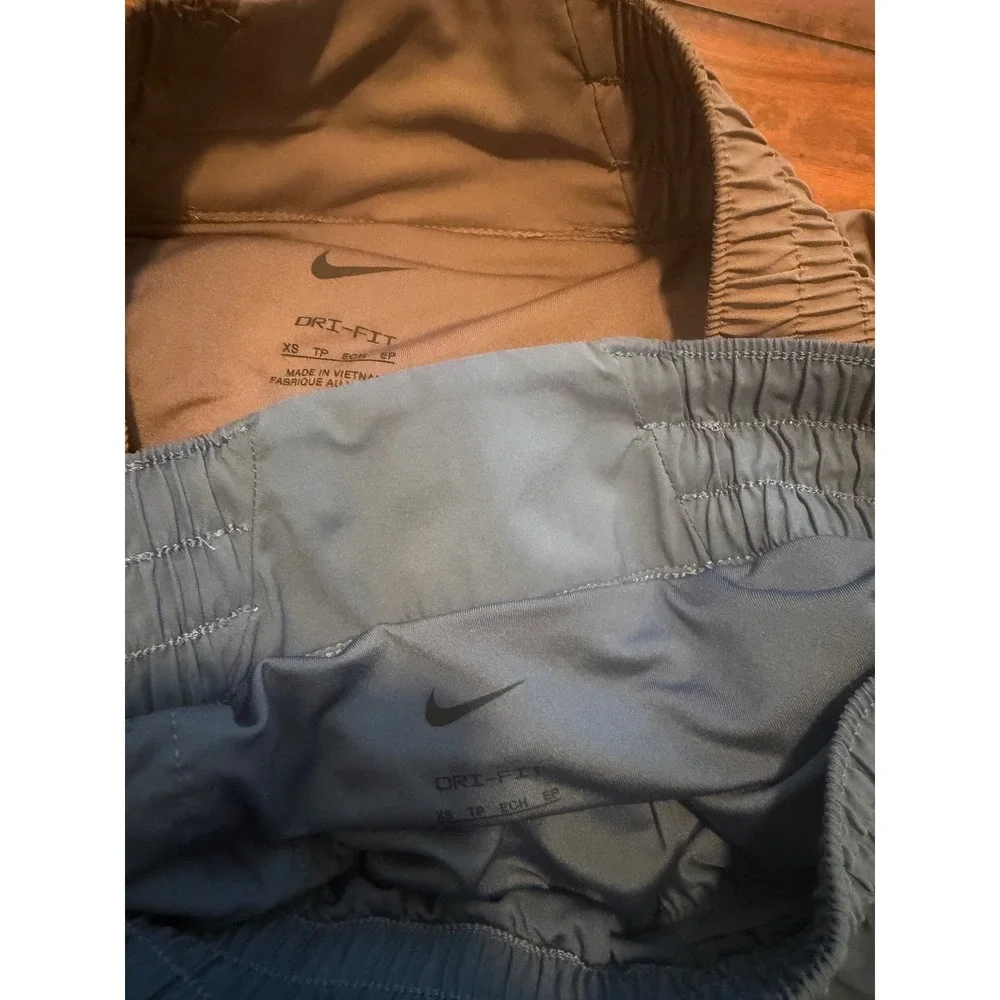 Nike Dri-FIT Running Shorts Bundle 2 Pairs Taupe Blue XS 3 Inch Inseam Womens
